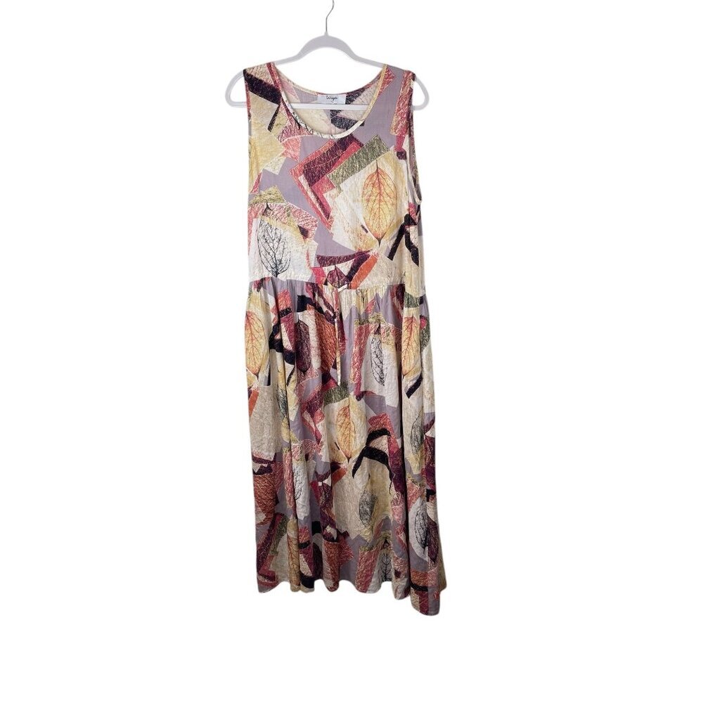 Wiya Sleeveless Dress Pockets Maxi Leaf Print Neutral